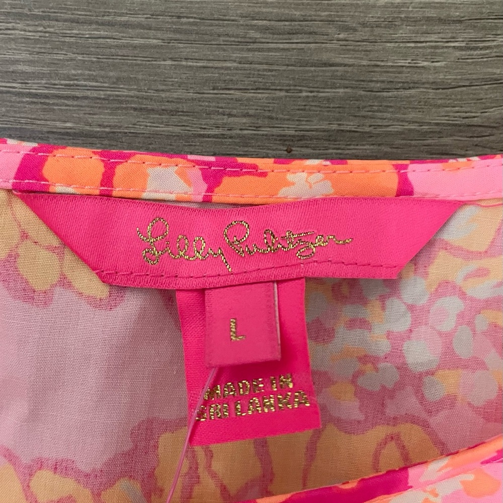 NWT Lilly Pulitzer Pink Barbara 3/4 Sleeve Top in Mandivilla Baby Size Large - Picture 3 of 12